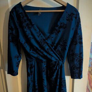 Alya Women's Velvety Floral Print Lined Side Knot Dress xxs